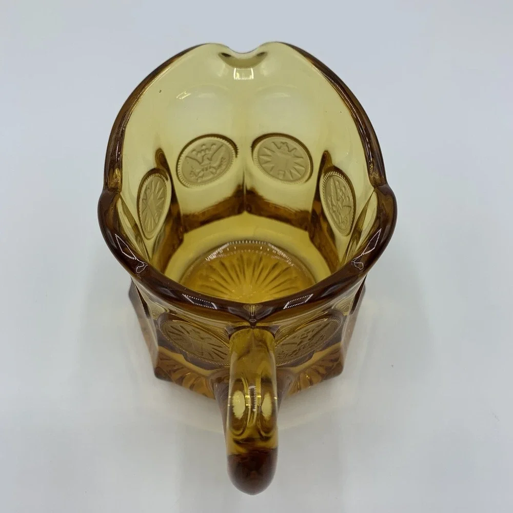 Vintage Amber Fostoria Coin Glass Creamer Pitcher Home Table Decor Elegant Glass